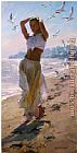 Garmash Canvas Paintings - A Walk On The Beach